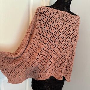 Jessica Simpson Mauve Oversized Crochet Shawl Sweater Women’s Size Large
